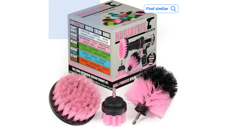 Pink Drillstuff Bathroom Cleaning Kit with Drill Powered Brushes for Toilet Cleaning